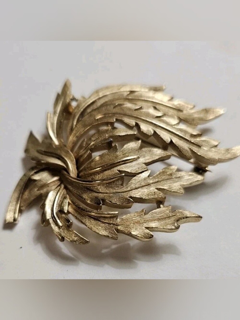 Crown Trifari Gold Tone Brooch Leaf Brooch Pin